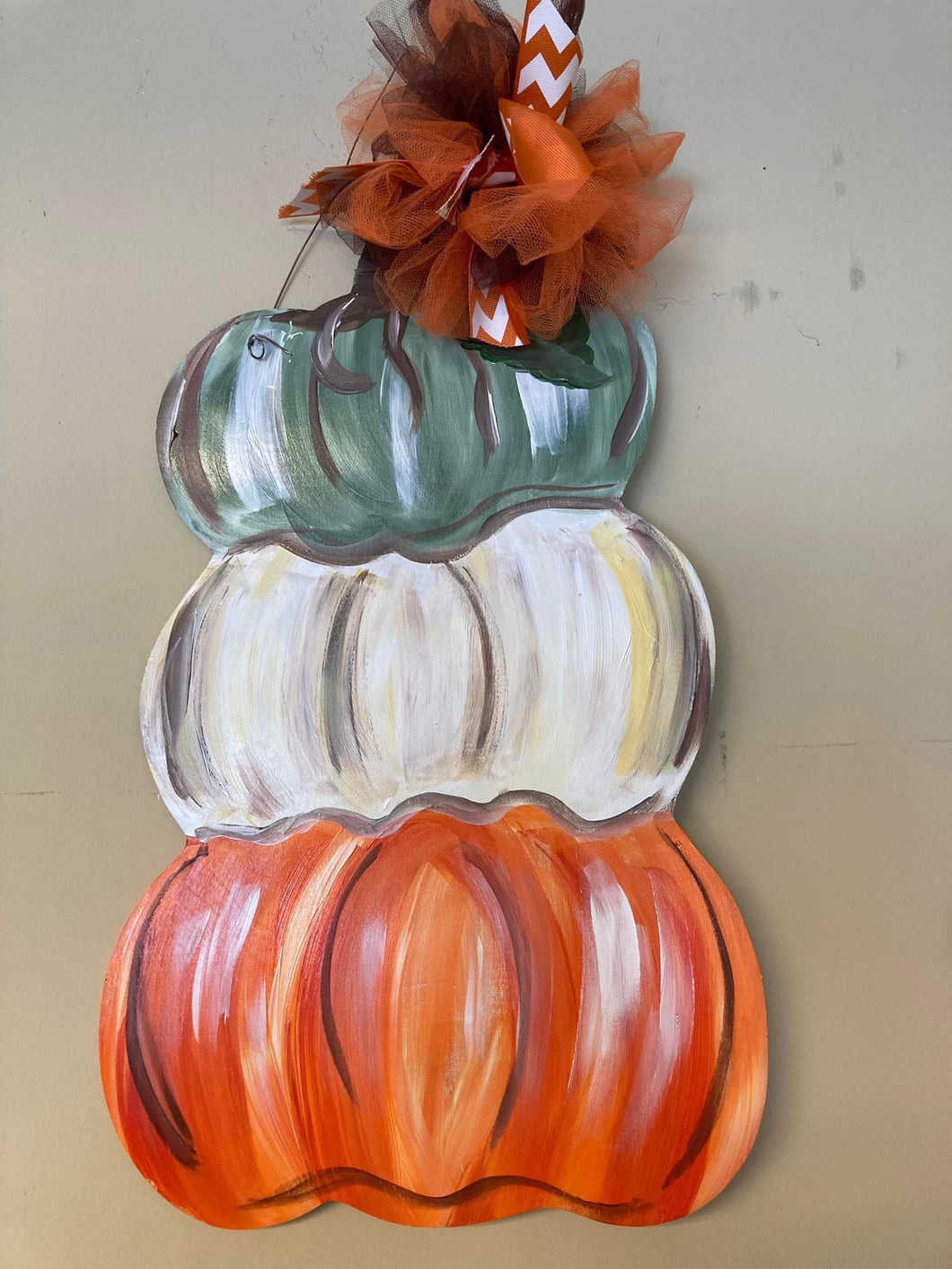 Stack Of Pumpkins Wood Door Hanger