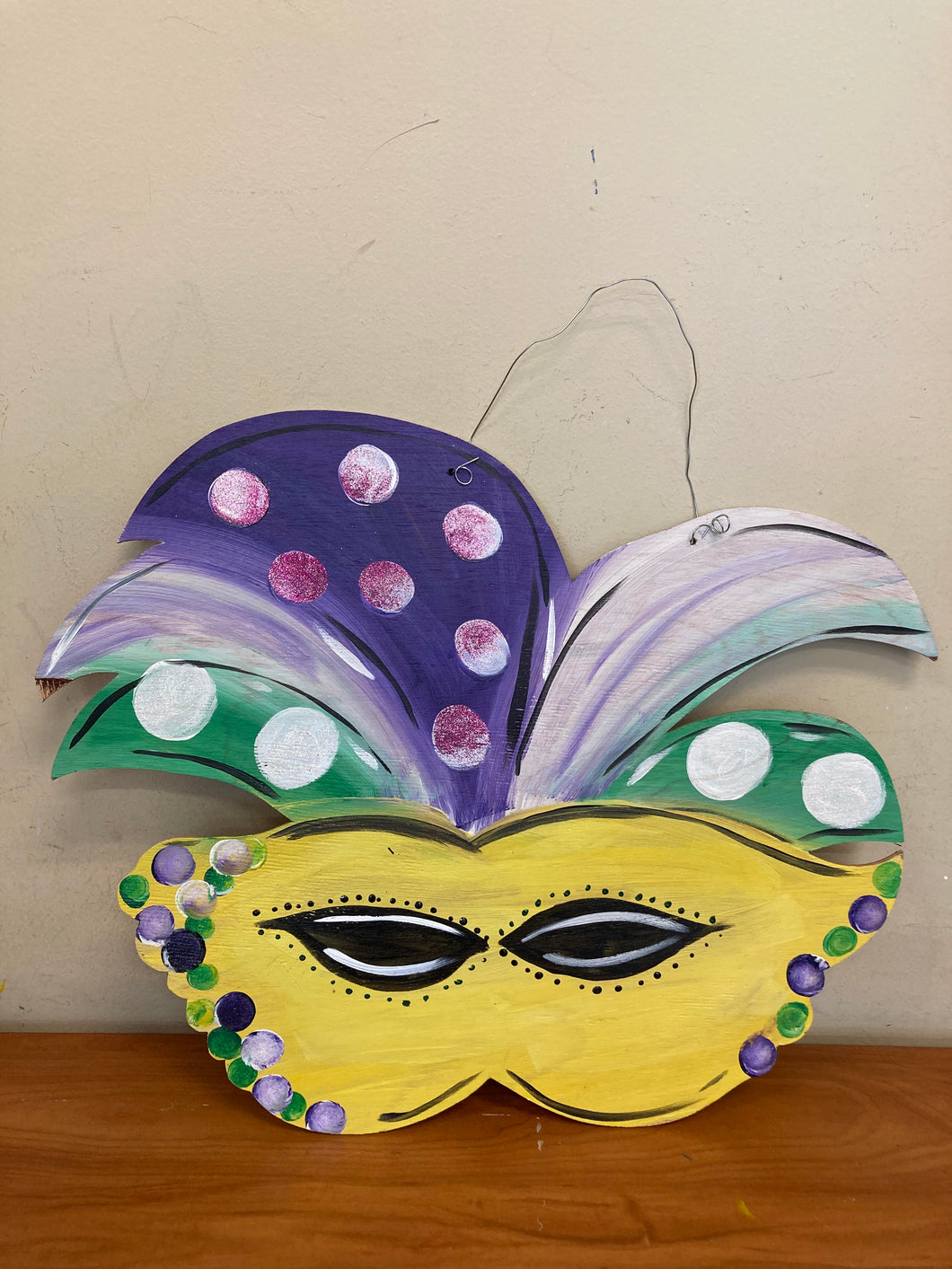 Mardi Gras Mask Wood Door Hanger