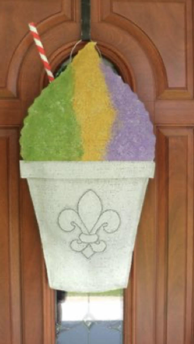 Mardi Gras Snoball Wood Door Hanger