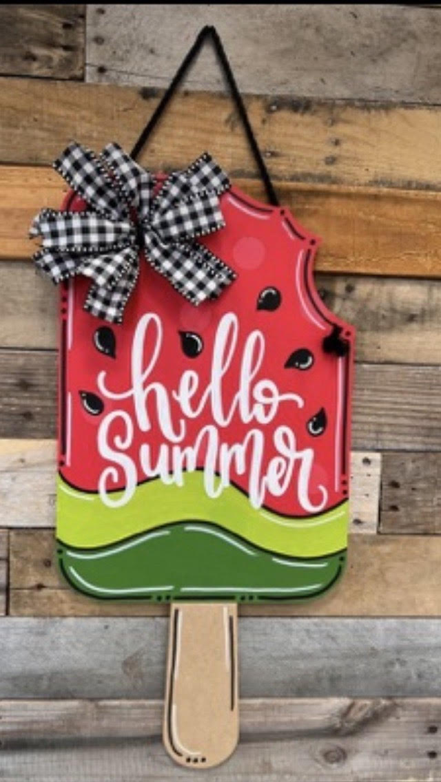 Popsicle Wood Door Hanger June 8th