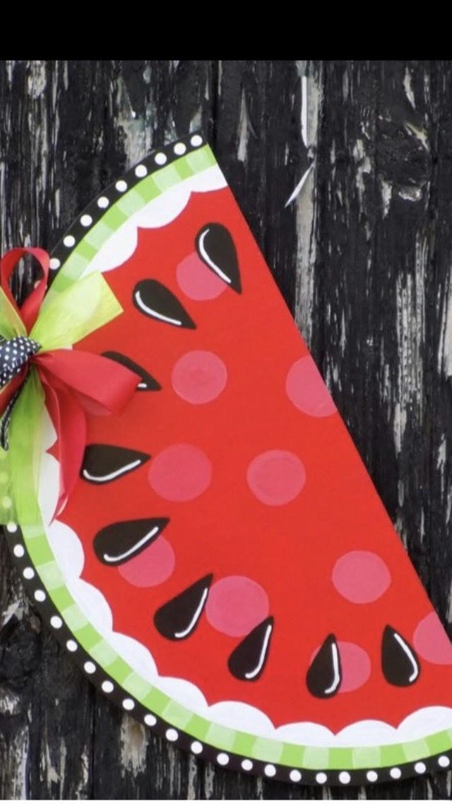 Watermelon Wood Door Hanger June 8th